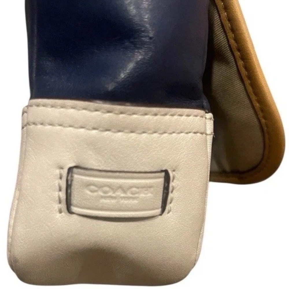 RARE! VTG Coach Hadley Crossbody Shoulder Bag Purse Navy White Leather Buckle - Picture 9 of 16